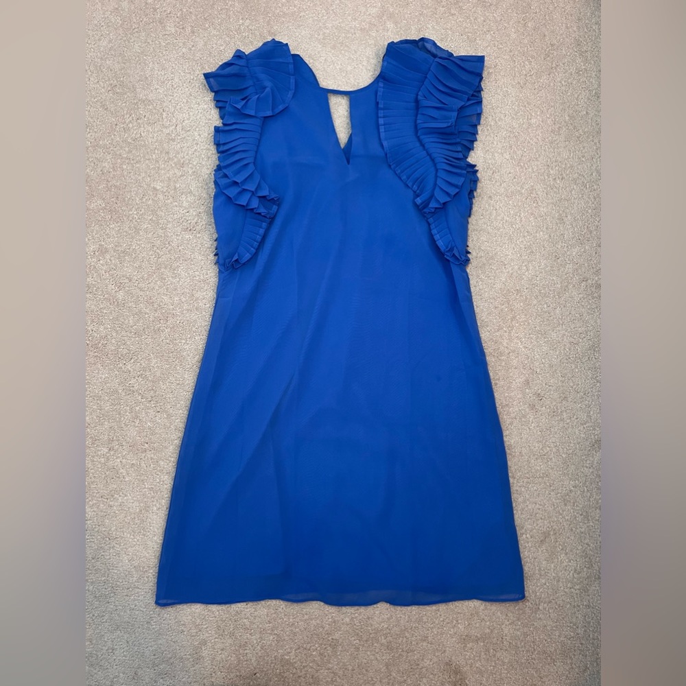 Vince Camuto Blue Ruffle Shift Dress. Like New. Size 2